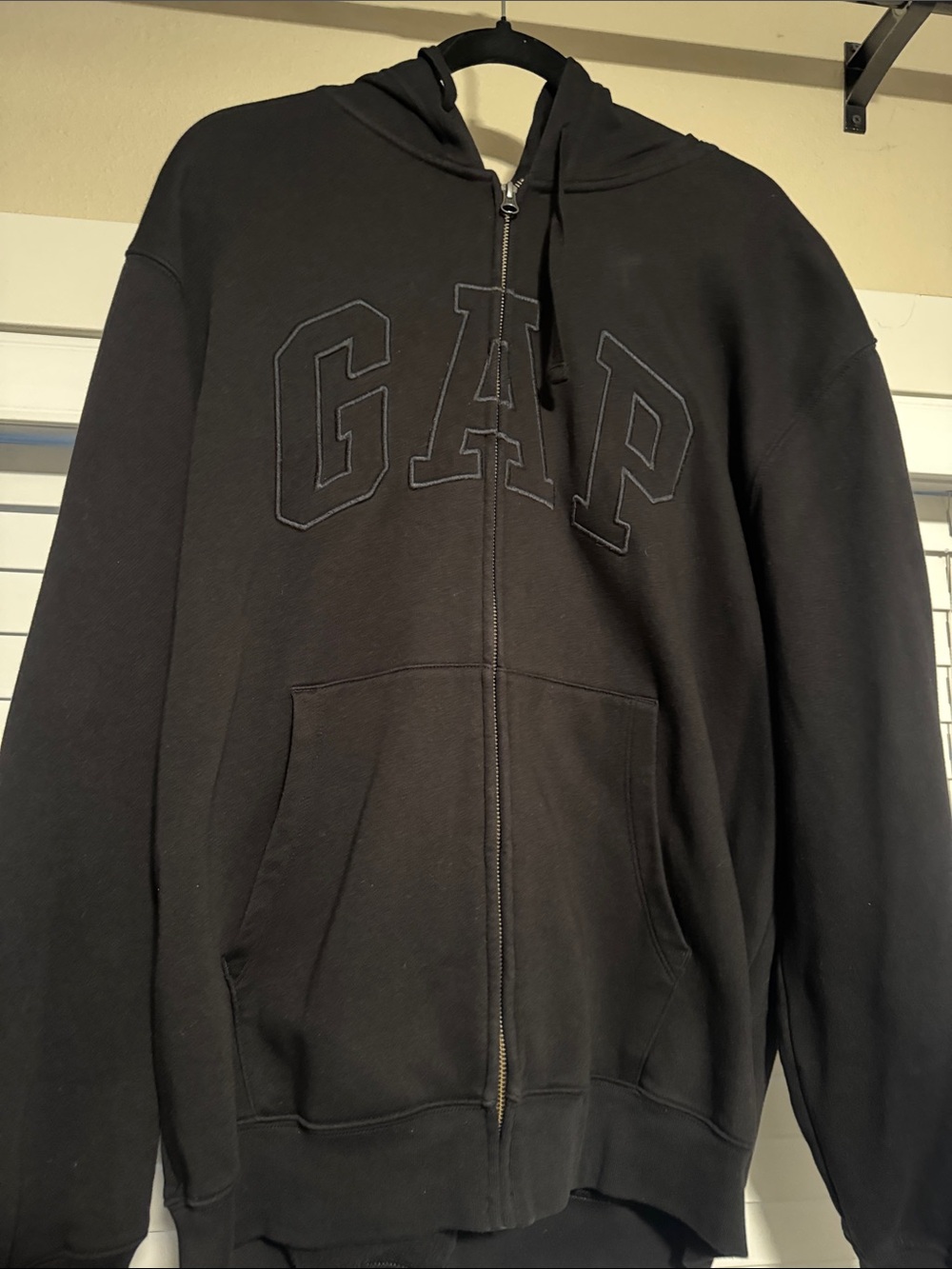 GAP Black Embroidered Logo Full-Zip Hoodie